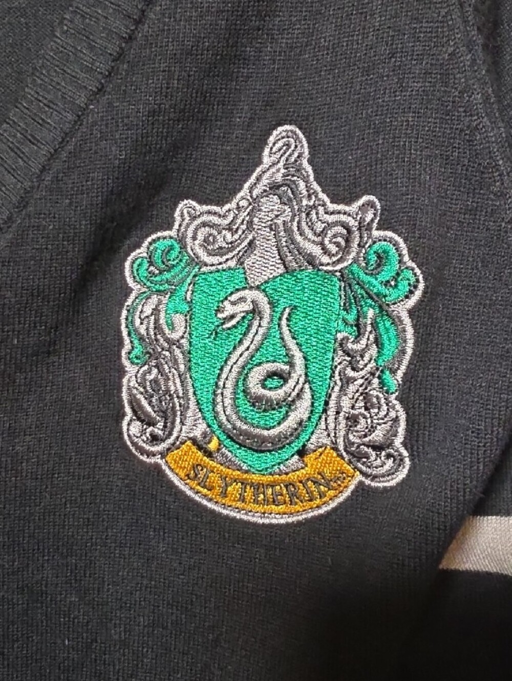 Warner Bros. Black Slytherin Crest Button Cardigan with Green & Silver Trim - Picture 3 of 6